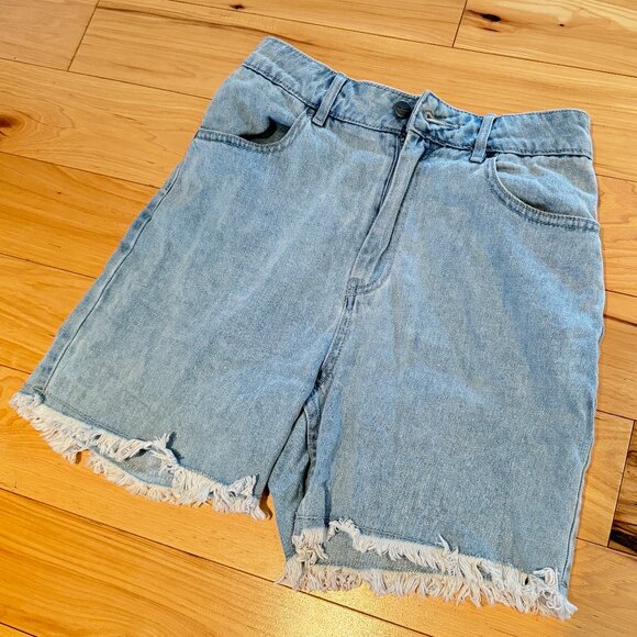 AFENDS Women's Shelby Hemp Organic Cotton Denim Cut Off Shorts - Stone Blue 26 - Picture 2 of 6